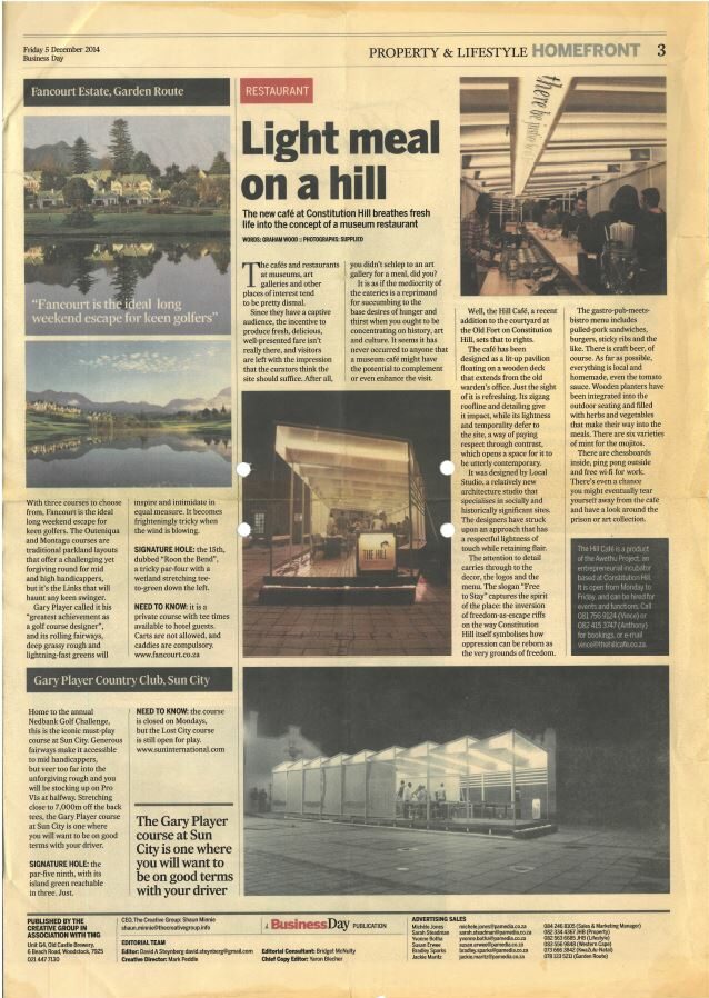 Hill Café Feature in Business Day